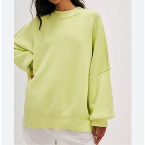 FREE PEOPLE Easy Street Tunic Sweater Pullover Knit Golden Mist NWOT Size XS